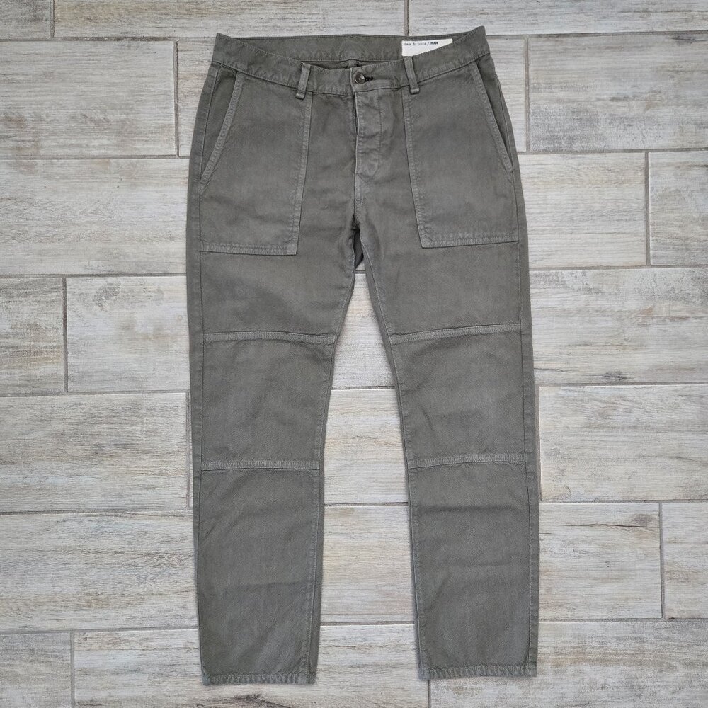 Rag & Bone Straight Leg Pant Women's Army Green Double Knee Button Fly 30